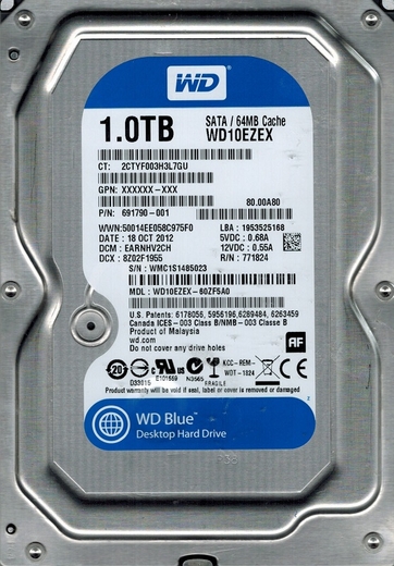 Immagine di HARD DISK SATA3 3.5'' WD 1TB WD10EZEX BLU 64MB