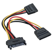 Immagine di CAVO ALIMENTAZIONE INTERNA SATA 15 PIN MASCHIO A 2X SATA 15 PIN FEMINA 0,03MT