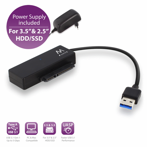Immagine di CAVO ADATTATORE EWENT EW7018 DA USB 3.0 A SATA PER HDD/SSD 2.5''/3.5''