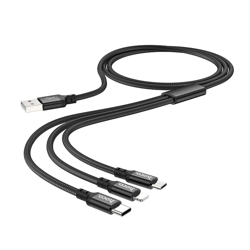 Immagine di HOCO USB CAVO SPEED 3W1 TIPO C + LIGHTNING 8-PIN + MICRO  TIMES X14