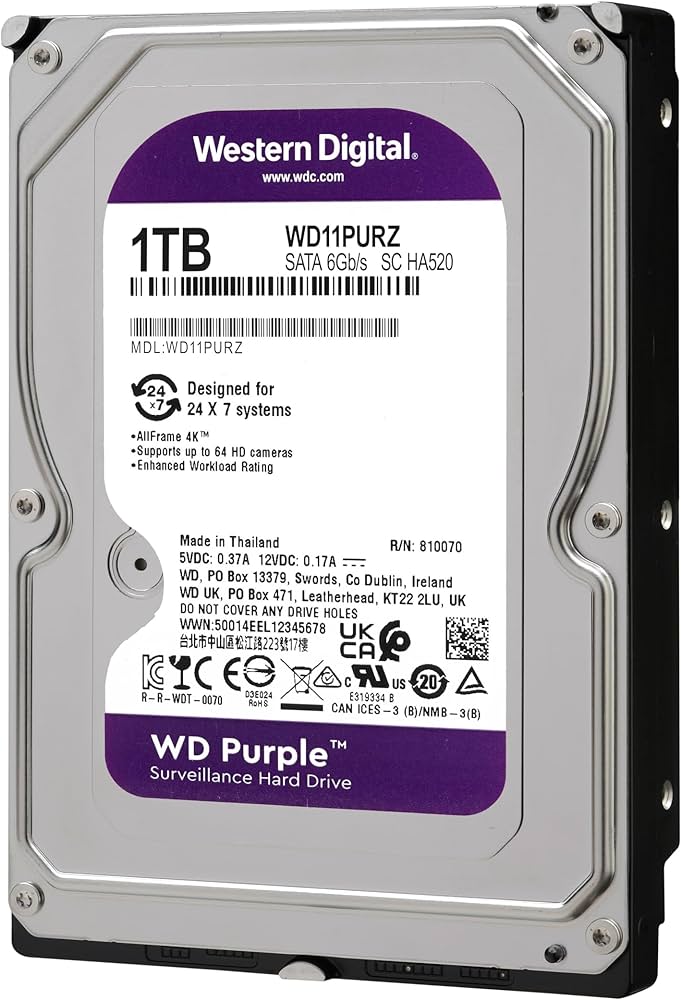 Picture of HARD DISK SATA3 3.5'' WD 1TB WD11PURZ PURPLE