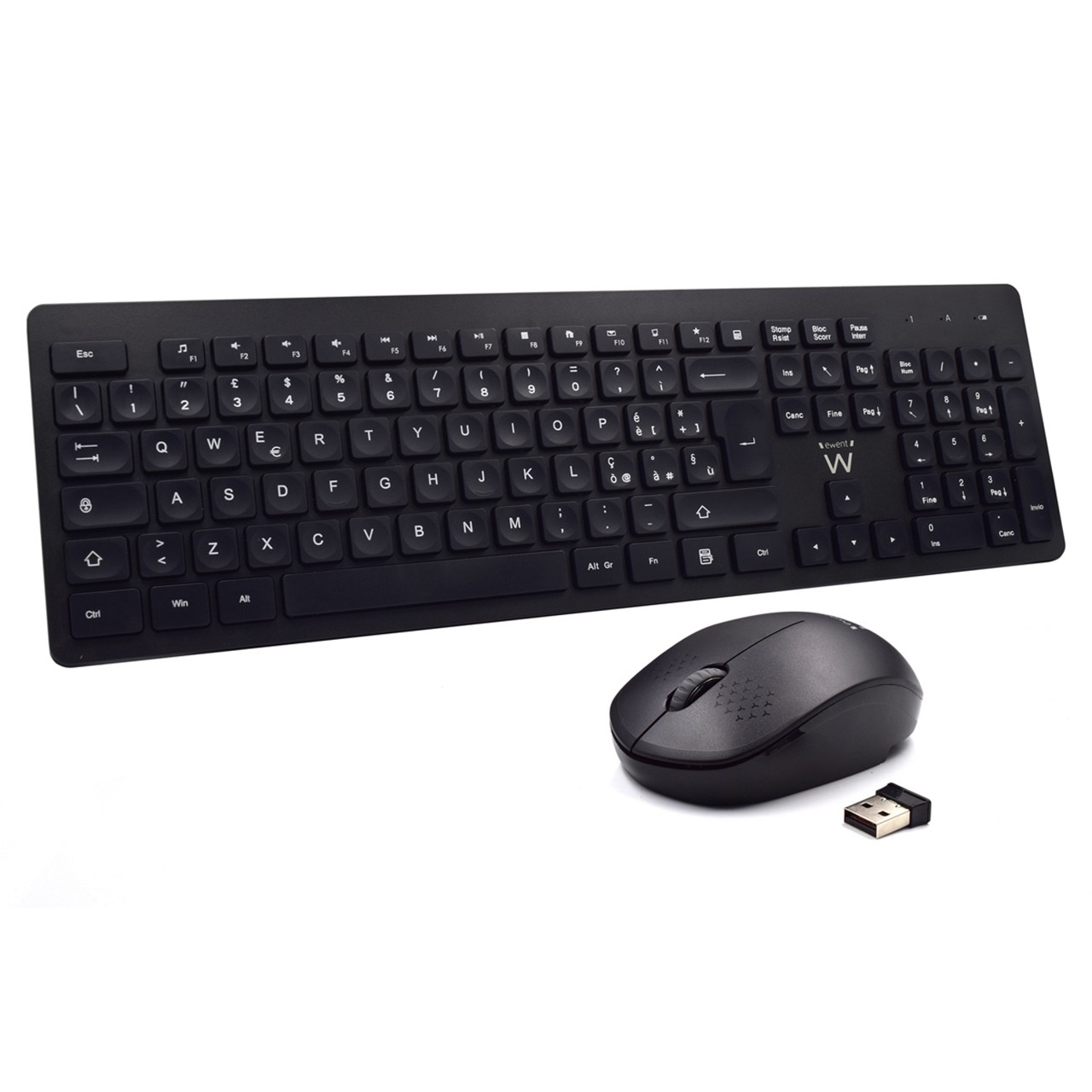 Immagine di TASTIERA + MOUSE WIRELESS EWENT EW3255 ITA BLACK