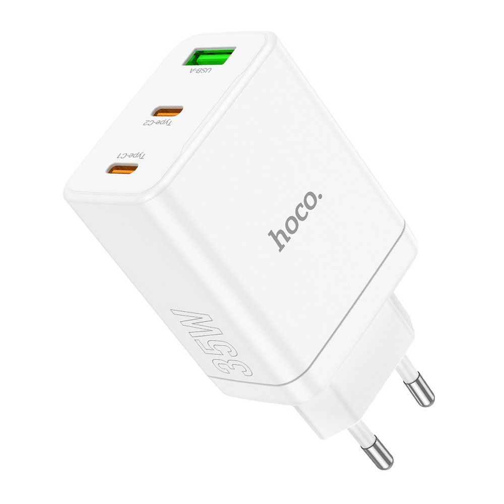 Immagine di CARICABATTERIE DI RETE HOCO 2 X TIPO C + USB A PD QC3.0 3A 35W N33 BIANCO