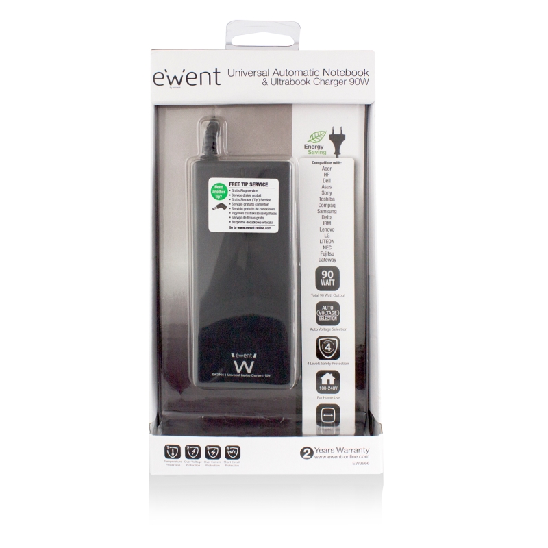 Immagine di ALIMENTATORE X NOTEBOOK ASUS 90W EWENT EW3966