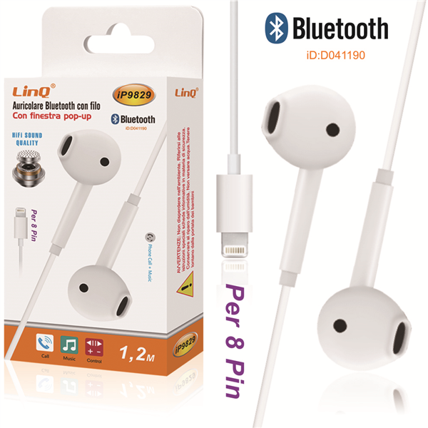 Picture of AURICOLARE LINQ BLUETOOTH CON FILO LIGHTNING IP9829